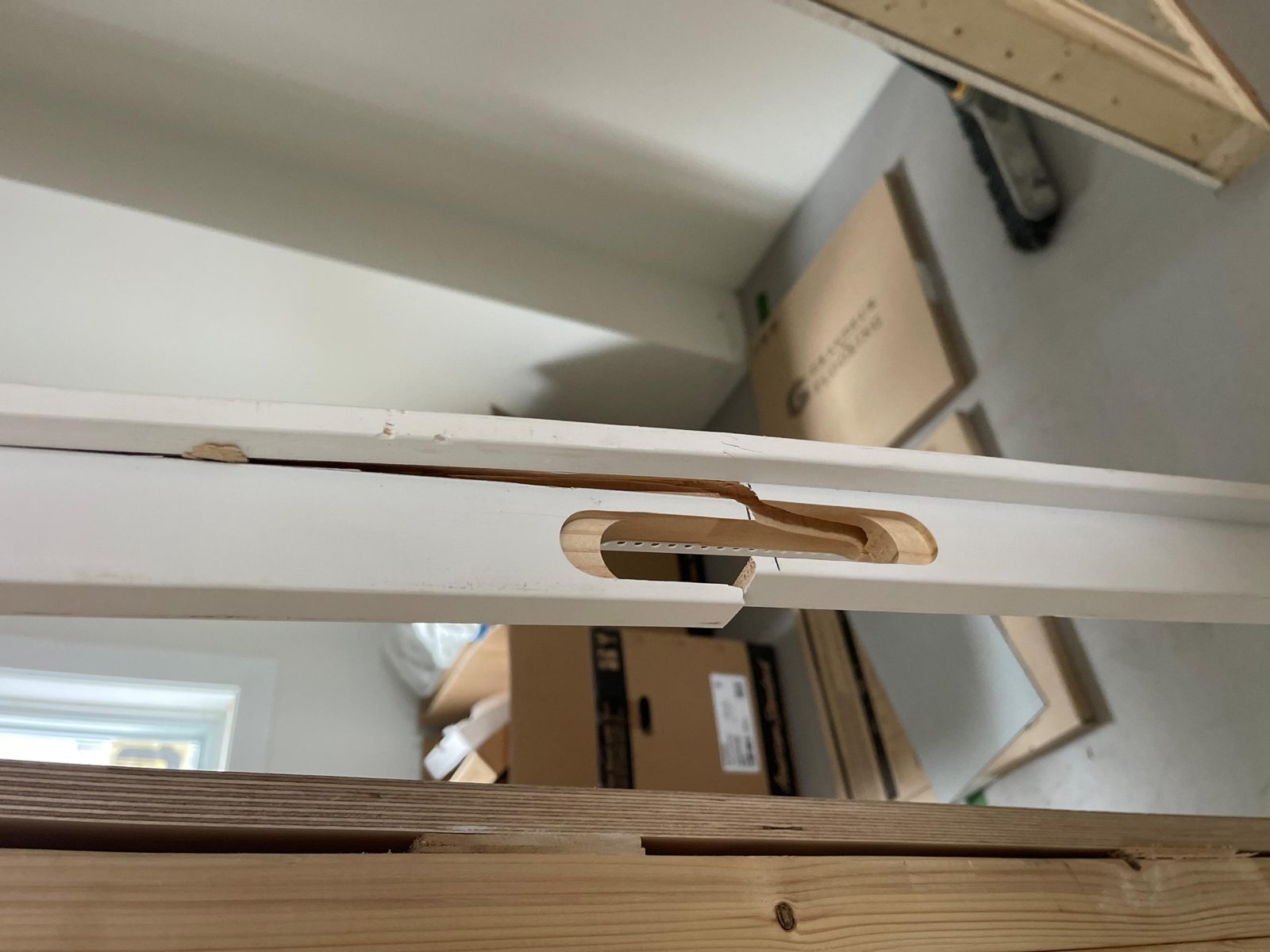 Cracked and split door jamb received damaged after shipping